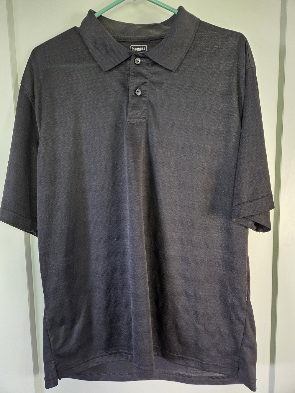 Haggar Men's Dark Black Polo Shirt with Collar